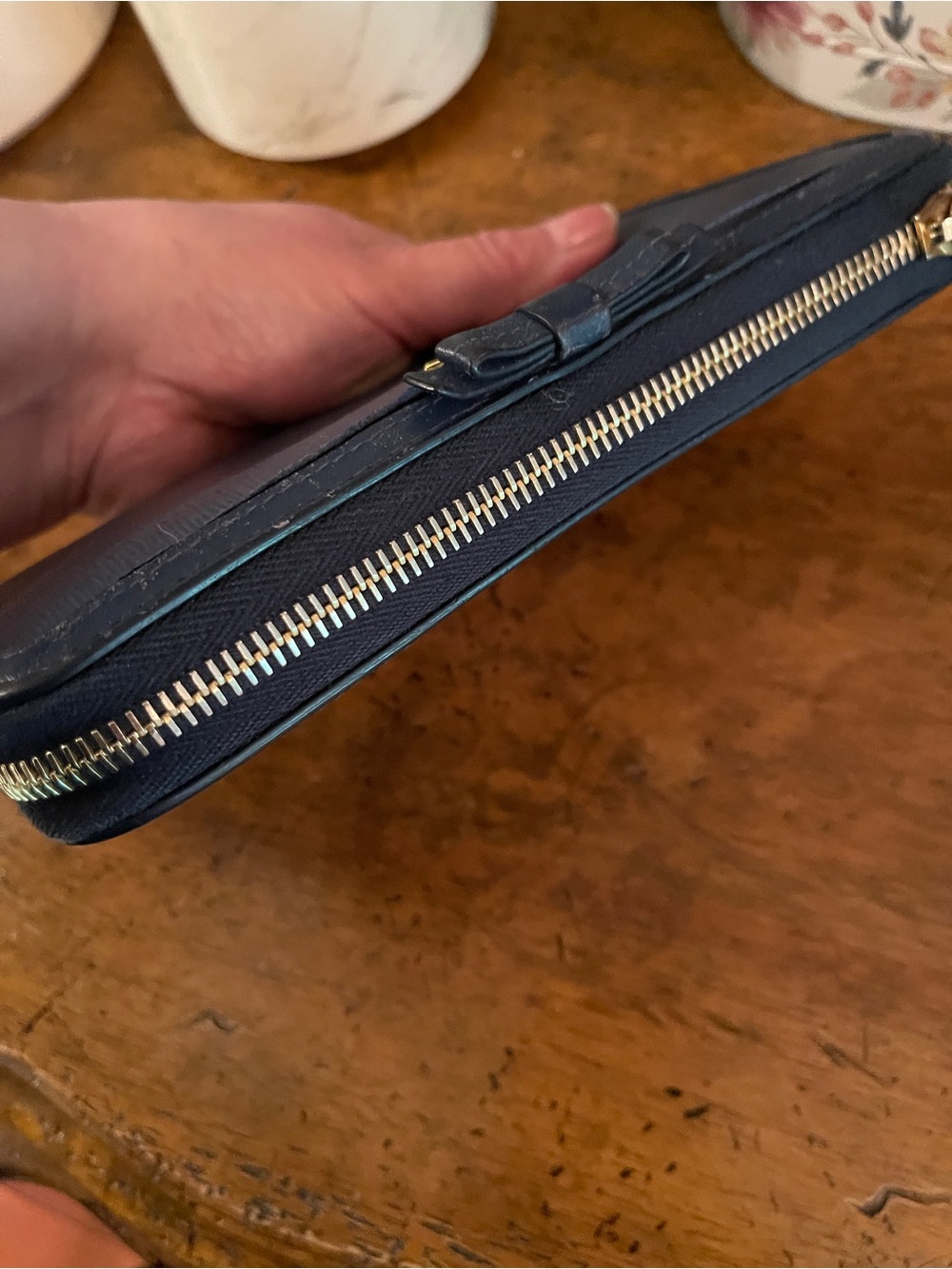 Prada Navy Leather Zip Wallet / used condition - Picture 9 of 12